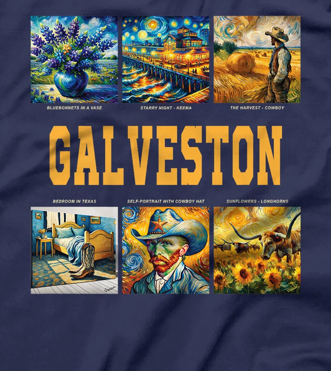 Galveston, Texas Van Gogh Inspired Art Premium T-Shirt