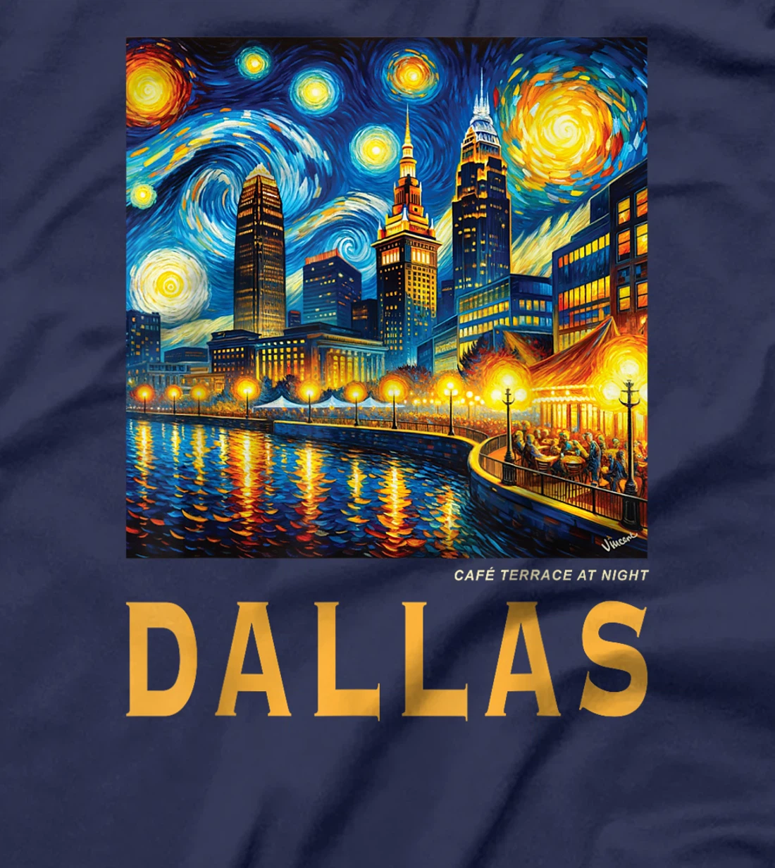 Dallas City Texas, Van Gogh Inspired T-Shirt