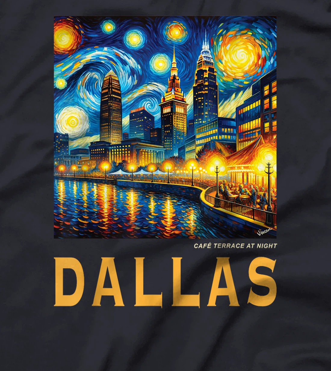 Dallas City Texas, Van Gogh Inspired T-Shirt