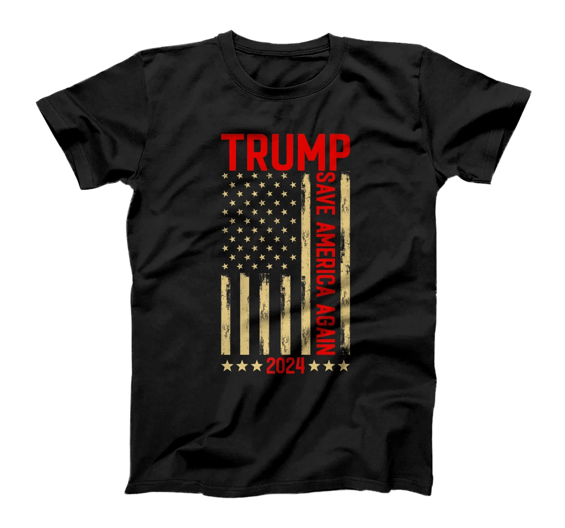 Womens Trump 2024 Save America Again Shirt - Vote Trump US Flag T-Shirt
