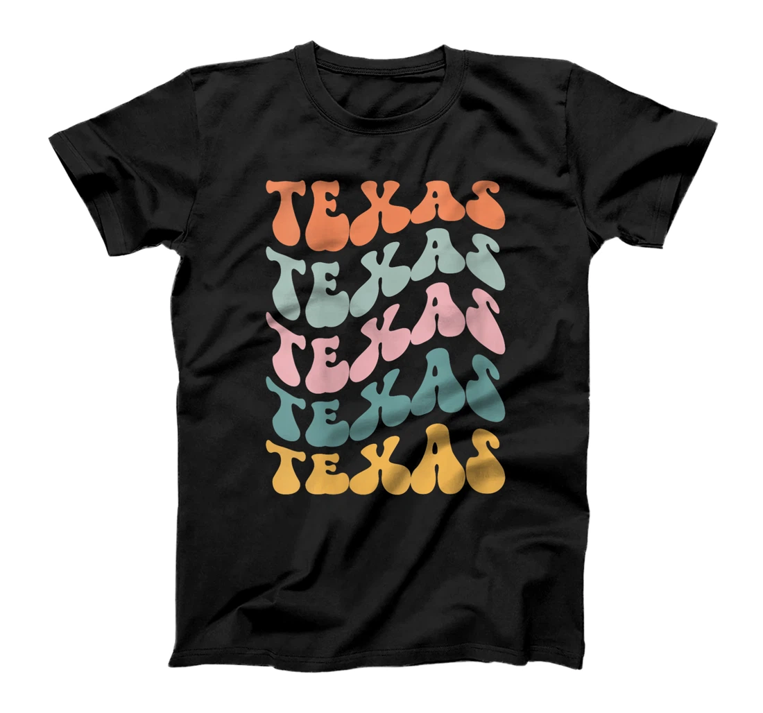 Womens Texas USA State America Travel Lover Retro Groovy T-Shirt