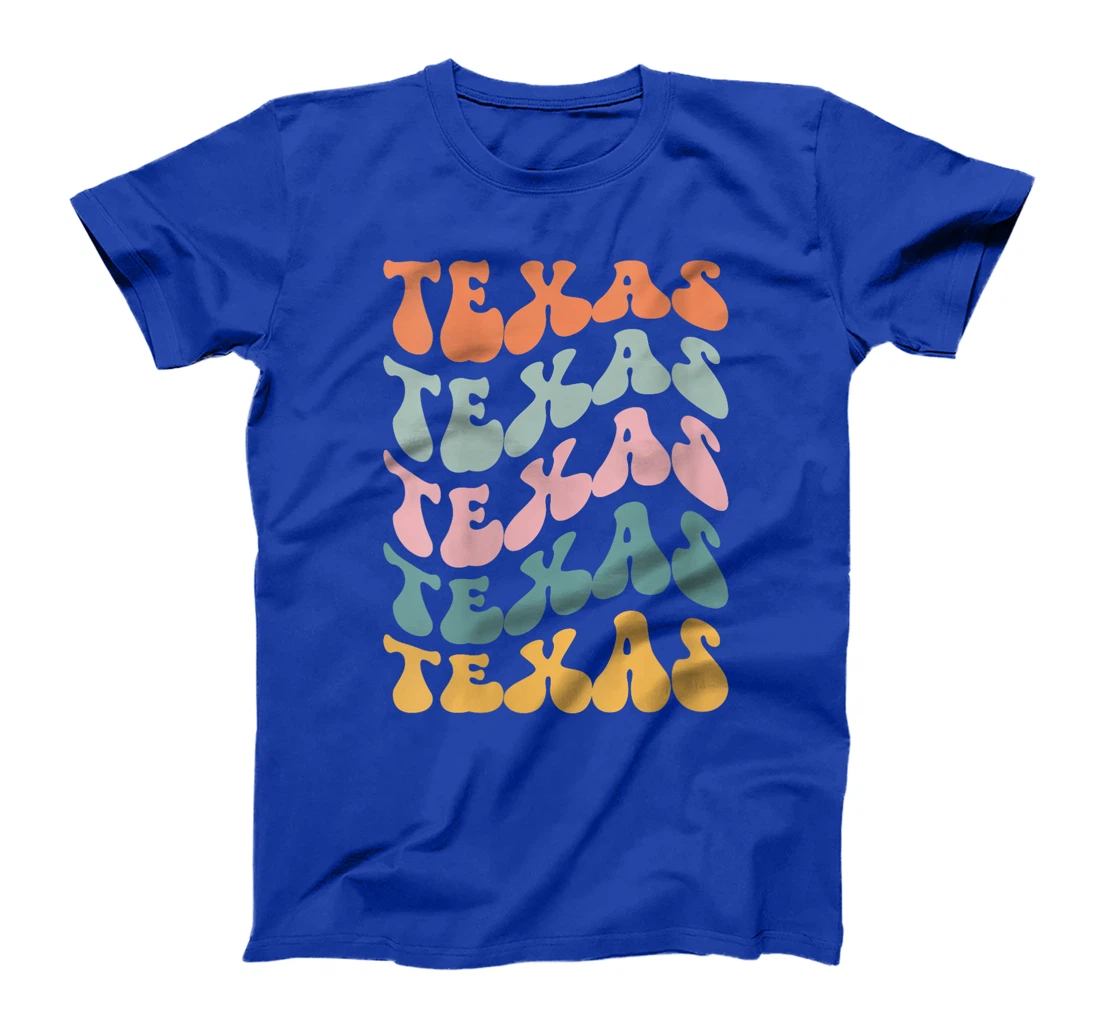 Womens Texas USA State America Travel Lover Retro Groovy T-Shirt