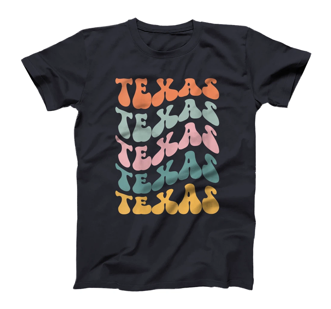 Womens Texas USA State America Travel Lover Retro Groovy T-Shirt
