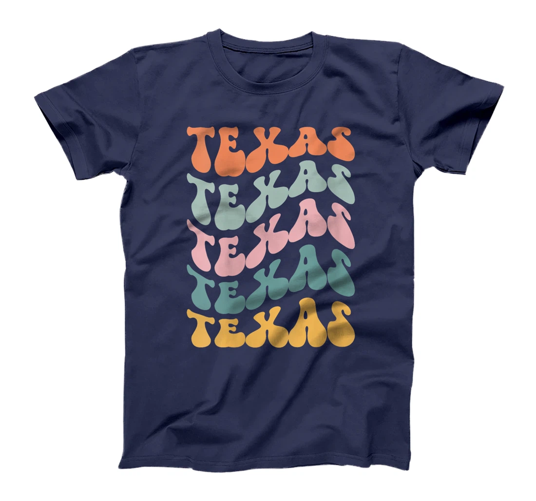 Womens Texas USA State America Travel Lover Retro Groovy T-Shirt