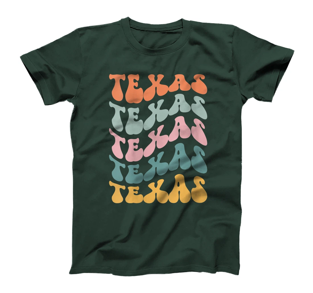 Womens Texas USA State America Travel Lover Retro Groovy T-Shirt