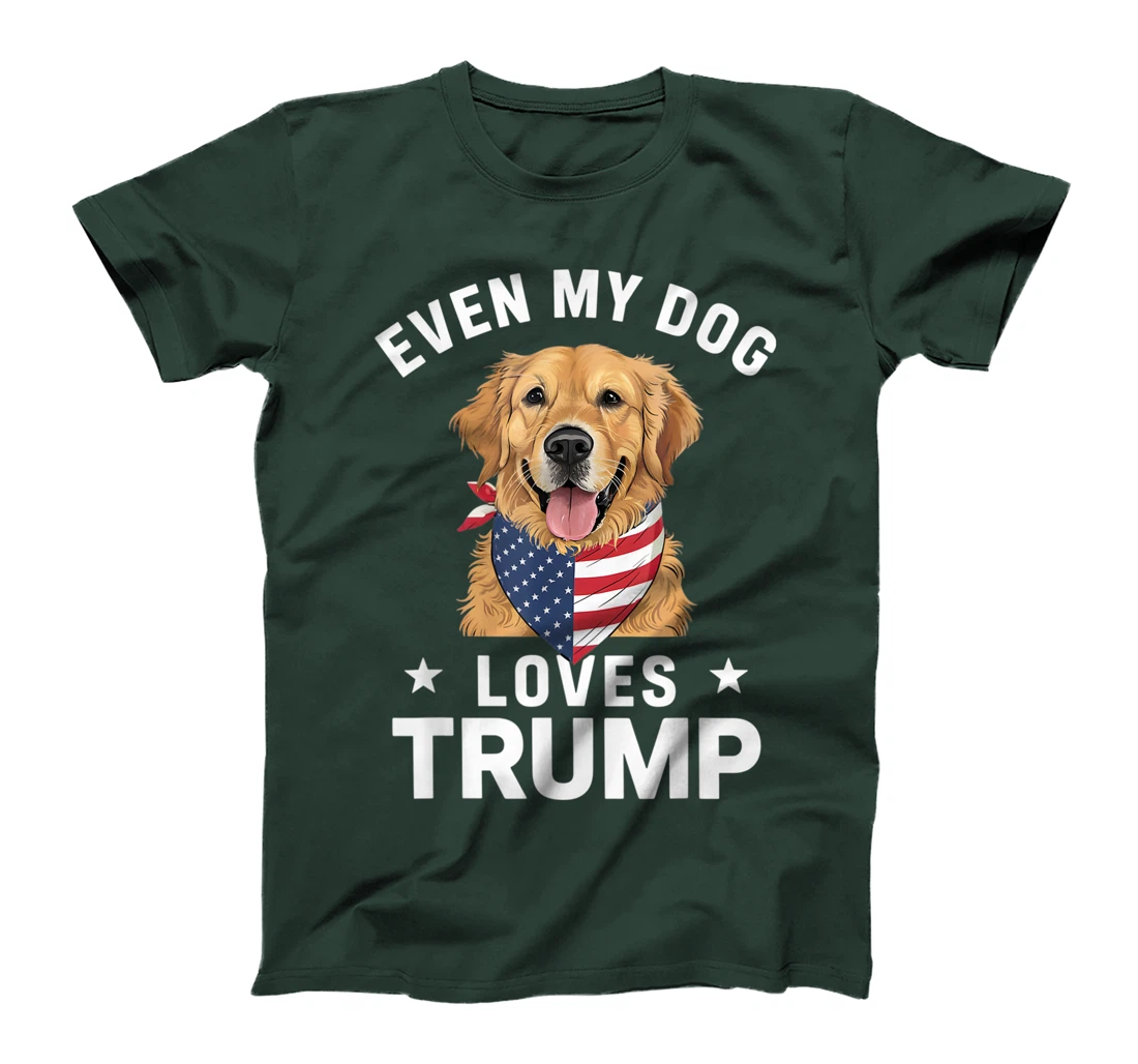 Retriever Even My Dog Loves Trump USA Flag Bandana T-Shirt