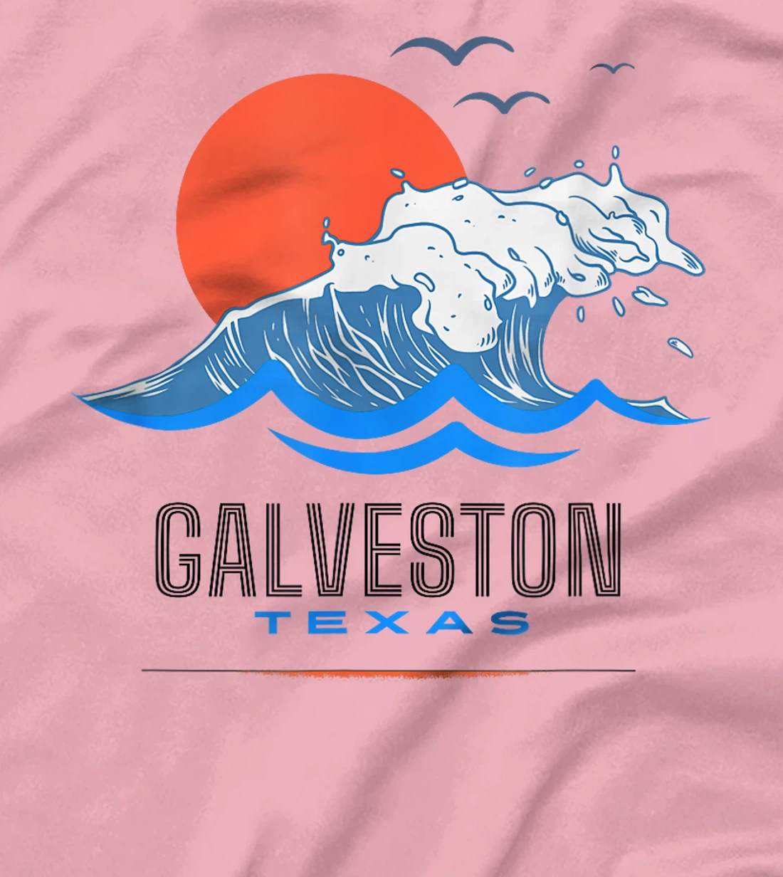 Galveston Texas Beach Wave Ocean Sunset Vacations T-Shirt