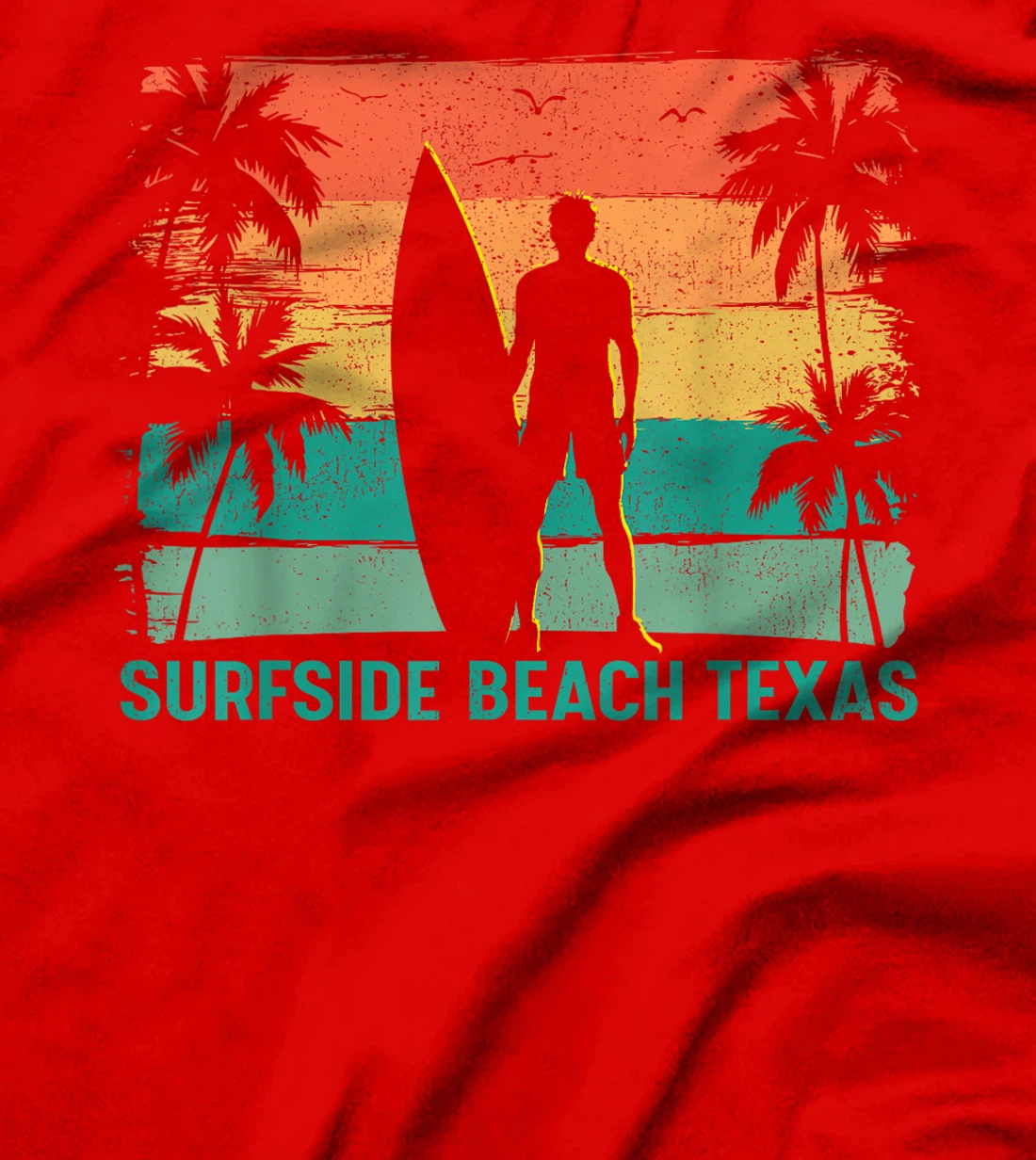 Womens Summer Surf Vintage Texas Surfside Beach Surfing T-Shirt