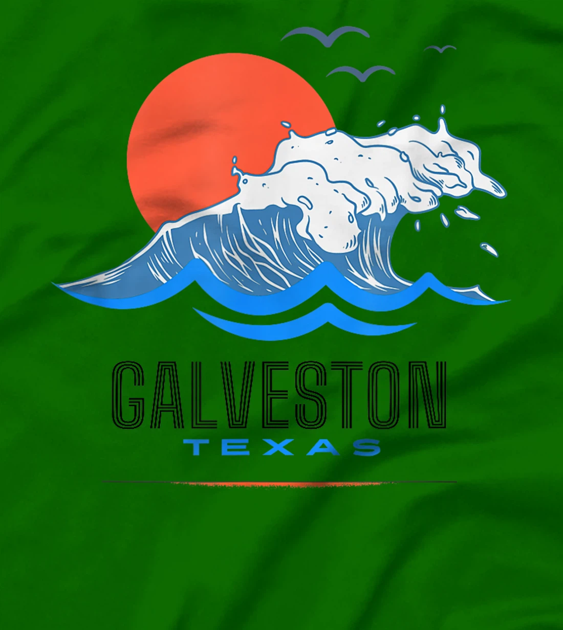 Galveston Texas Beach Wave Ocean Sunset Vacations T-Shirt