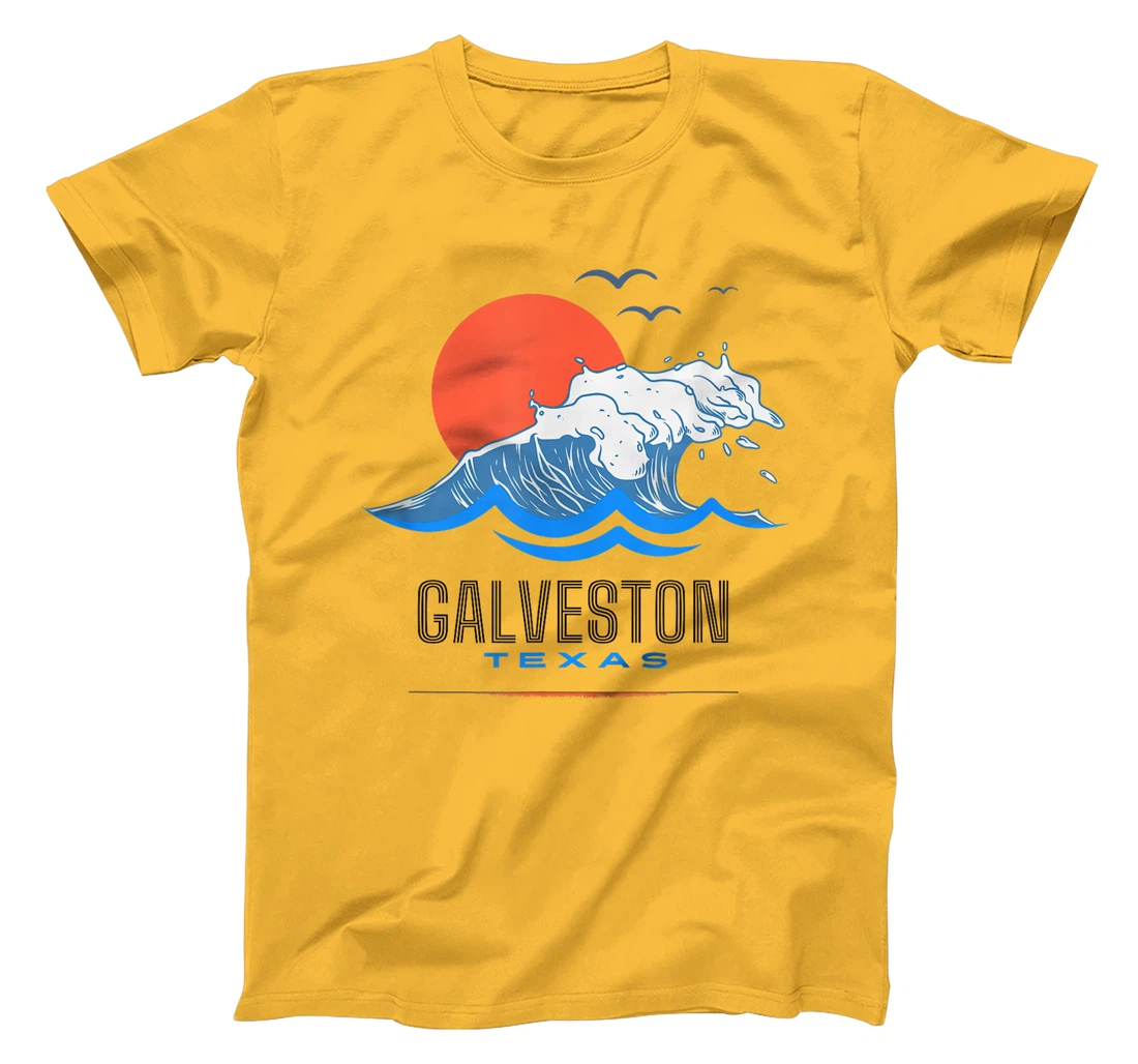 Galveston Texas Beach Wave Ocean Sunset Vacations T-Shirt