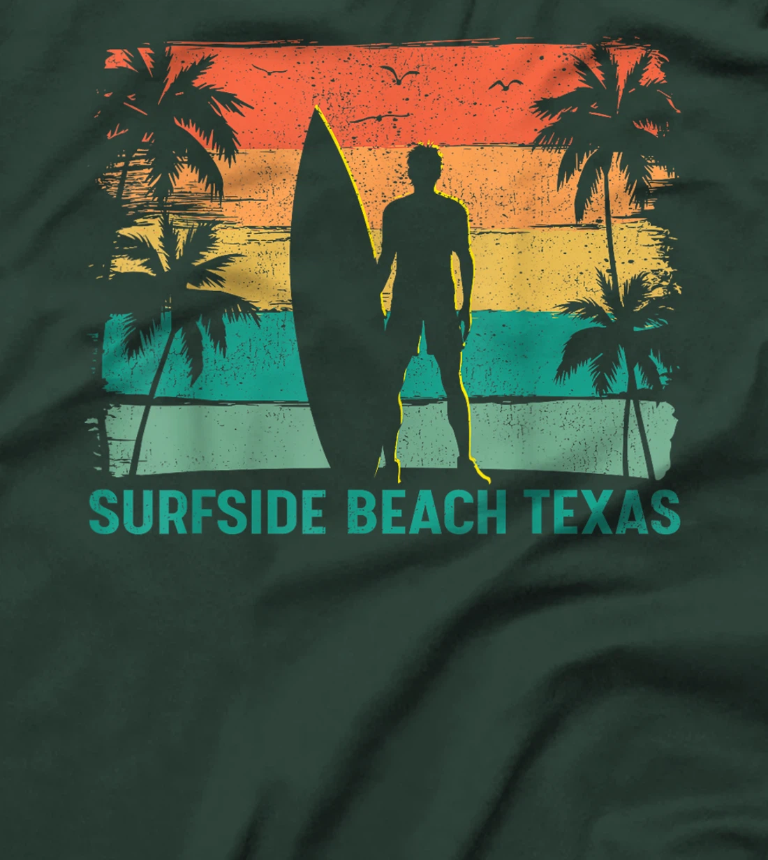 Womens Summer Surf Vintage Texas Surfside Beach Surfing T-Shirt