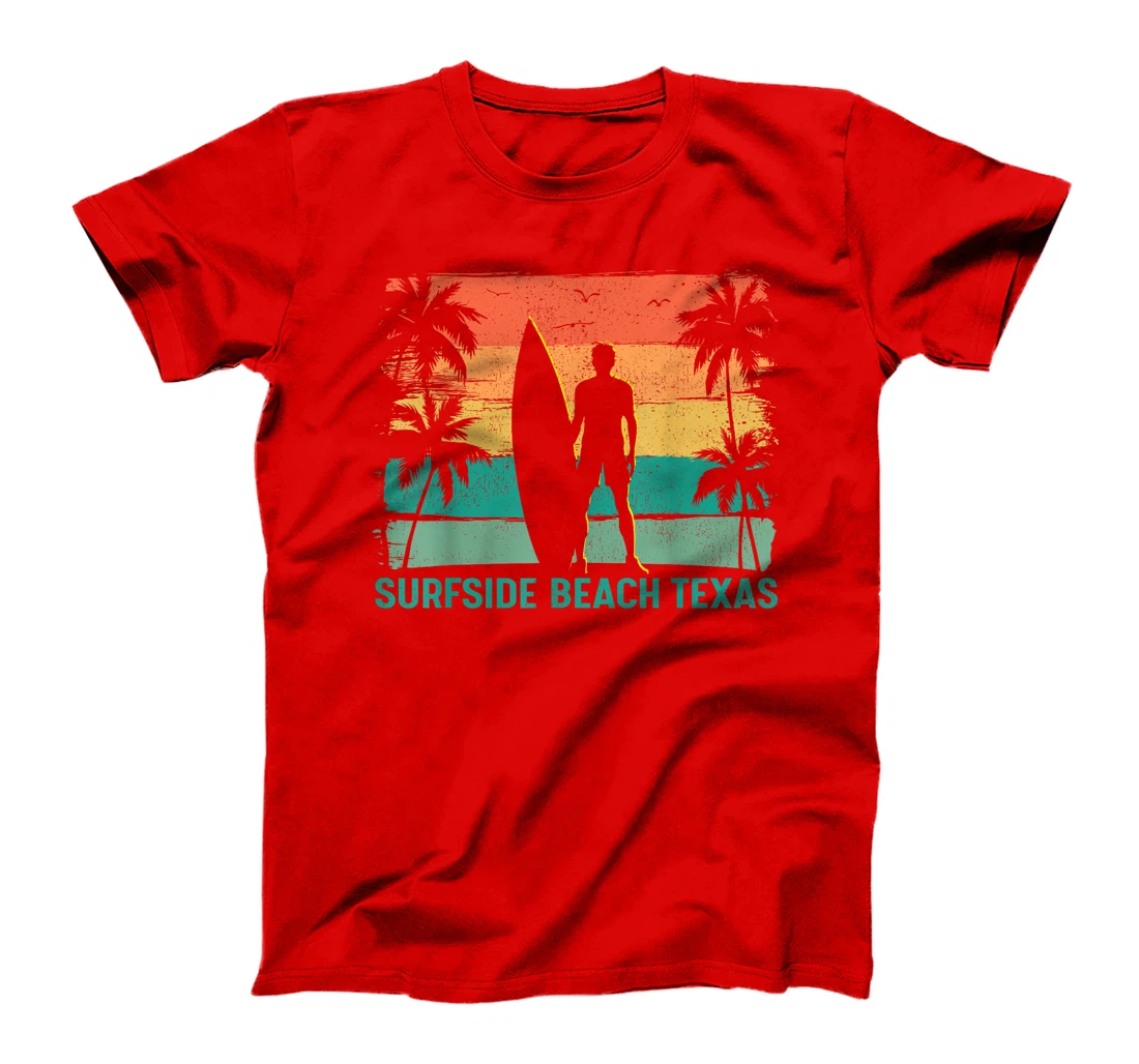 Womens Summer Surf Vintage Texas Surfside Beach Surfing T-Shirt