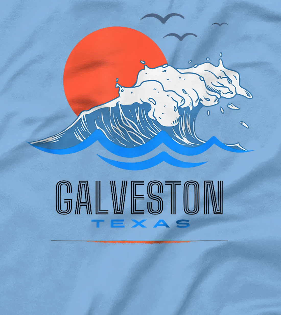 Galveston Texas Beach Wave Ocean Sunset Vacations T-Shirt