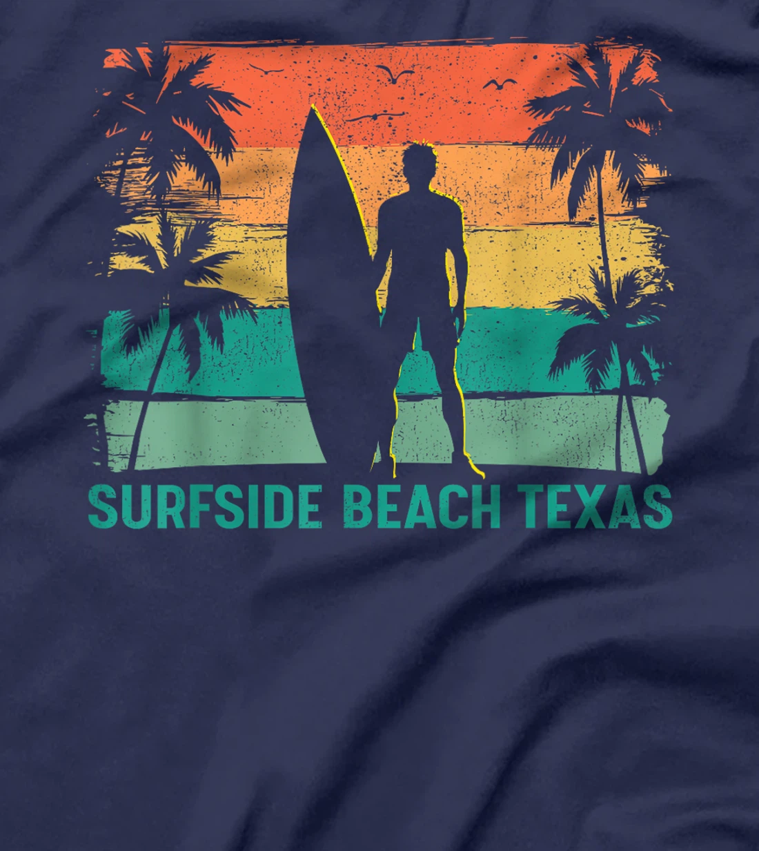 Womens Summer Surf Vintage Texas Surfside Beach Surfing T-Shirt