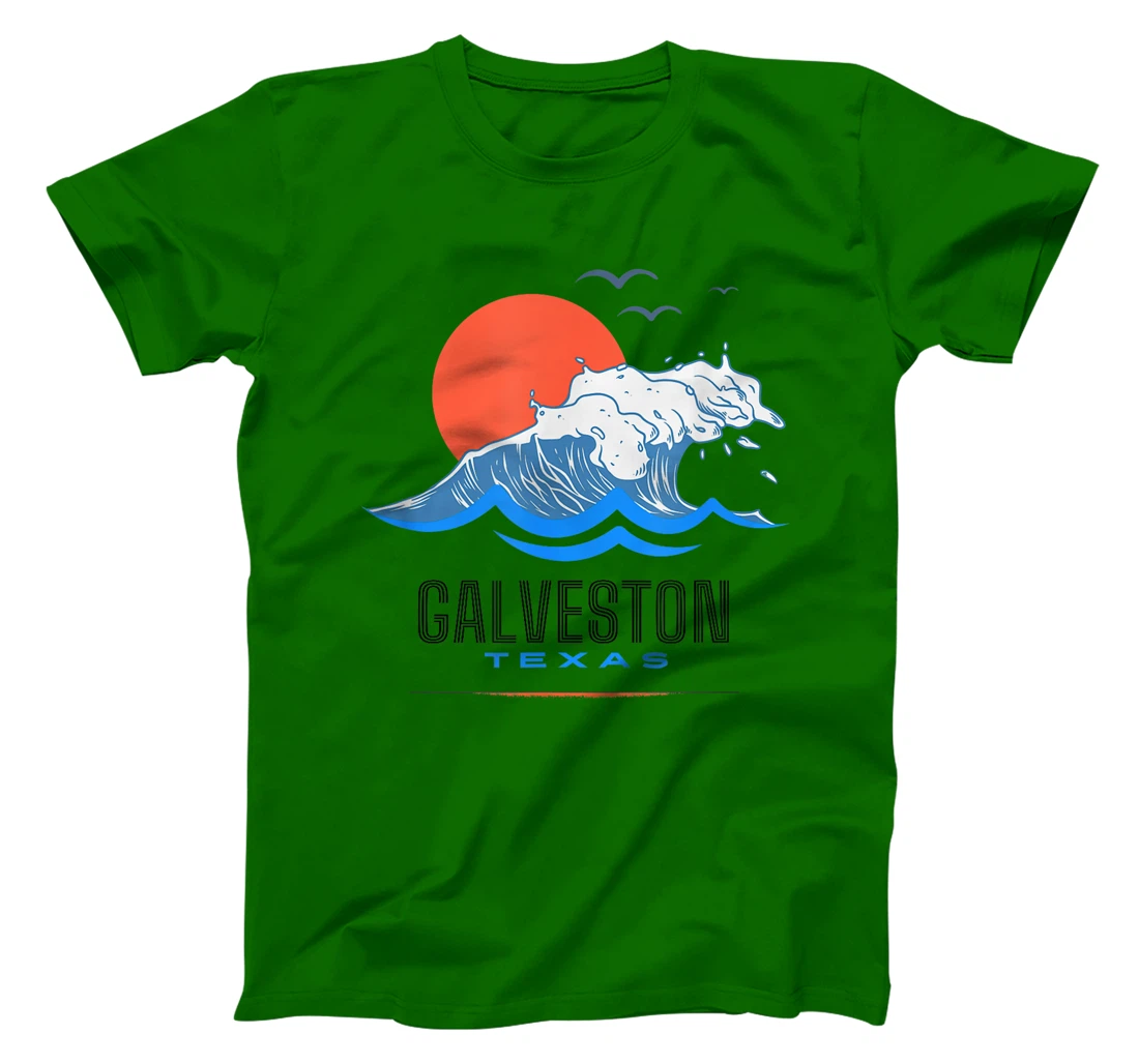 Galveston Texas Beach Wave Ocean Sunset Vacations T-Shirt