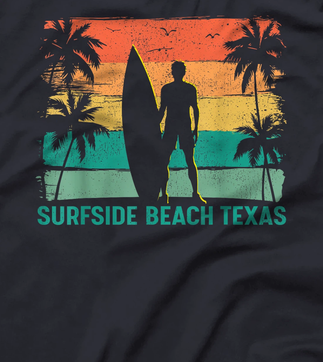 Womens Summer Surf Vintage Texas Surfside Beach Surfing T-Shirt