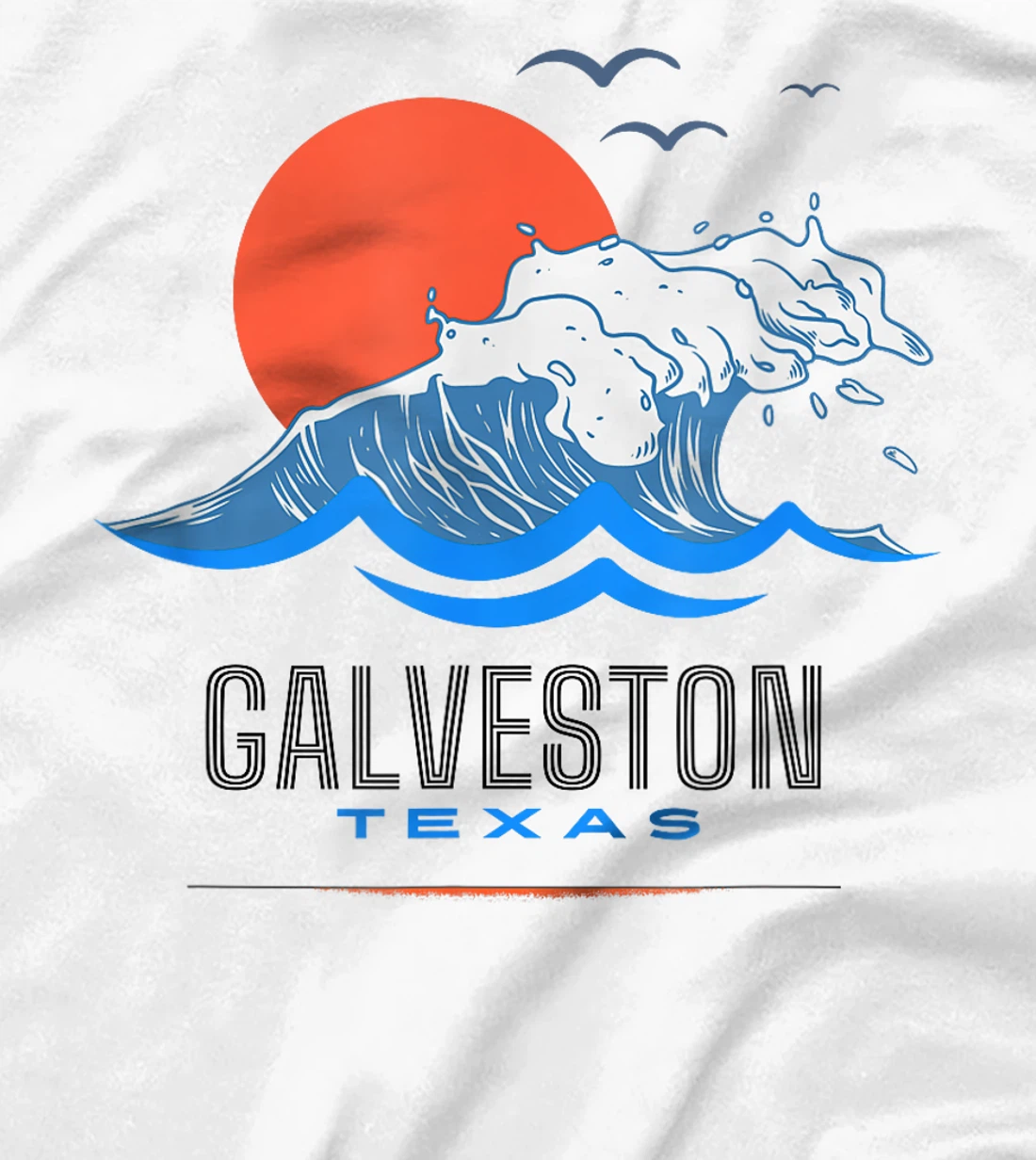 Galveston Texas Beach Wave Ocean Sunset Vacations T-Shirt