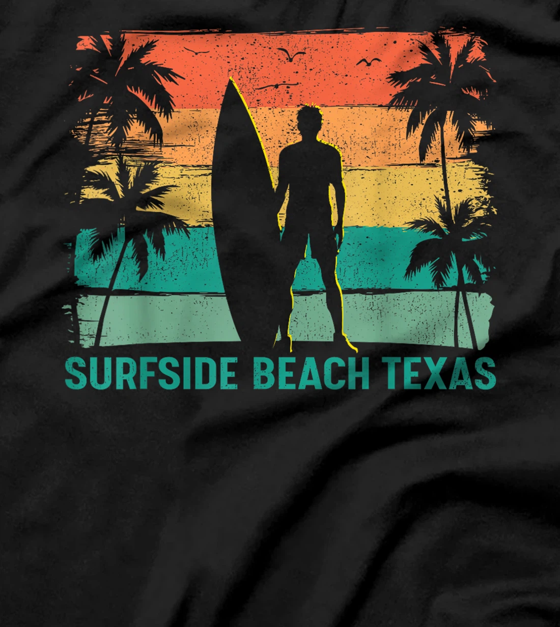 Womens Summer Surf Vintage Texas Surfside Beach Surfing T-Shirt