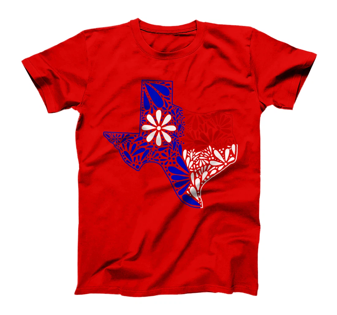 Womens Tejano Red, White, and Blue Talavera Texas T-Shirt
