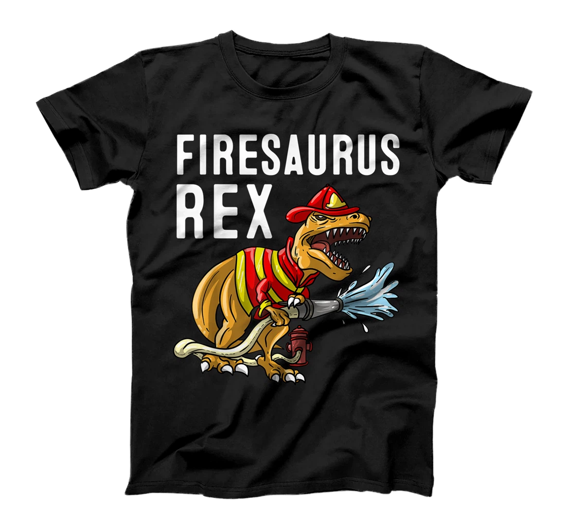 Funny Firemen Firefighter Gift Dino Boys Cool Firesaurus Rex T-Shirt