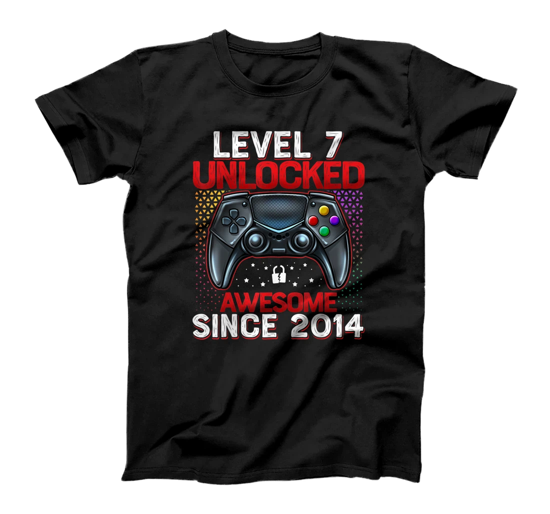 Level 7 Unlocked Awesome Since 2014 7th Birthday Gaming T-Shirt