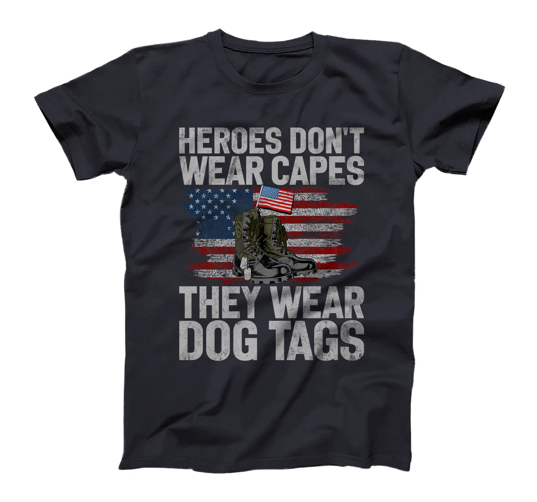 Heroes Don't Wear Capes They Wear Dog Tags Veteran Premium T-Shirt