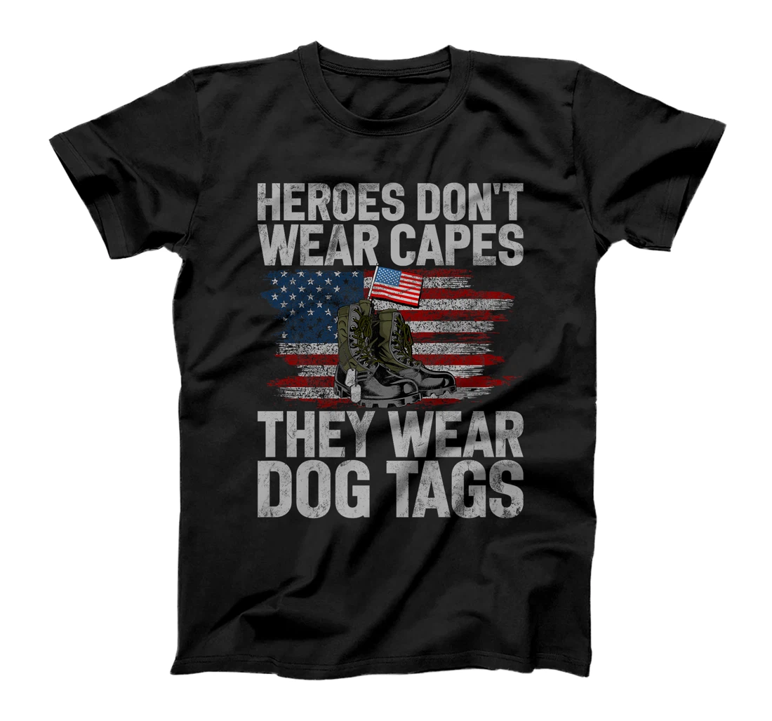 Heroes Don't Wear Capes They Wear Dog Tags Veteran Premium T-Shirt