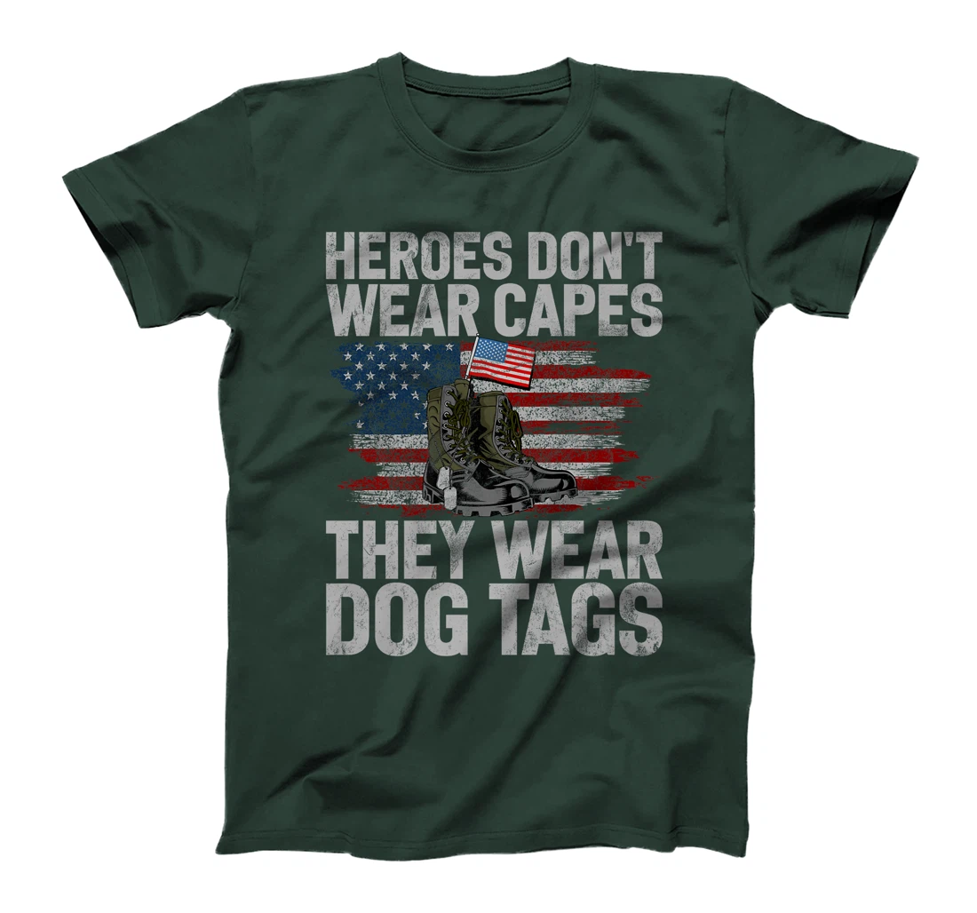 Heroes Don't Wear Capes They Wear Dog Tags Veteran Premium T-Shirt