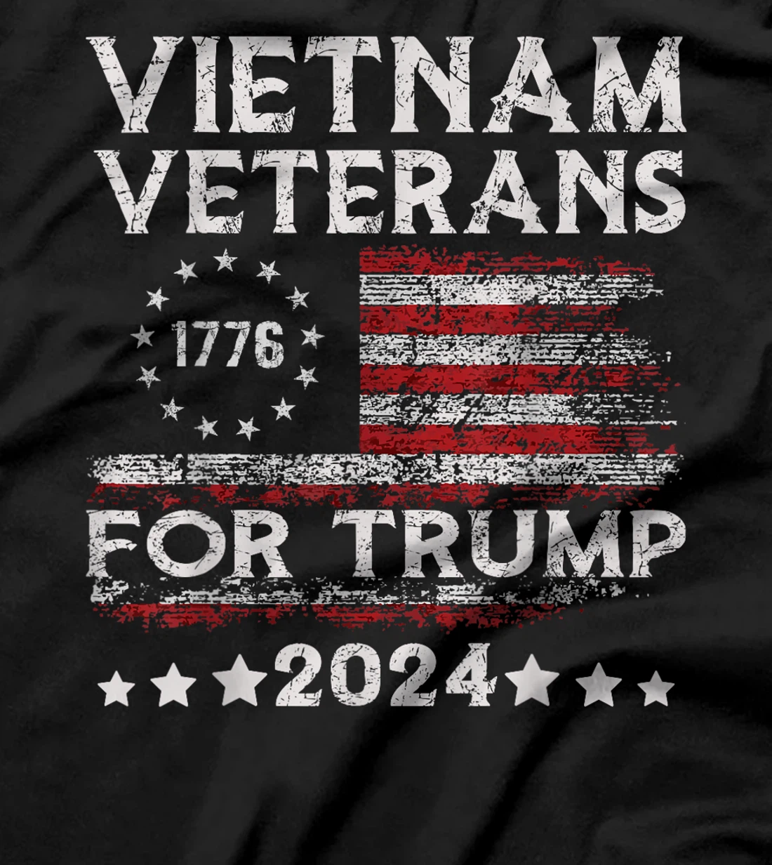 Vietnam Veterans For Trump 2024 American Flag 4th Of July T-Shirt