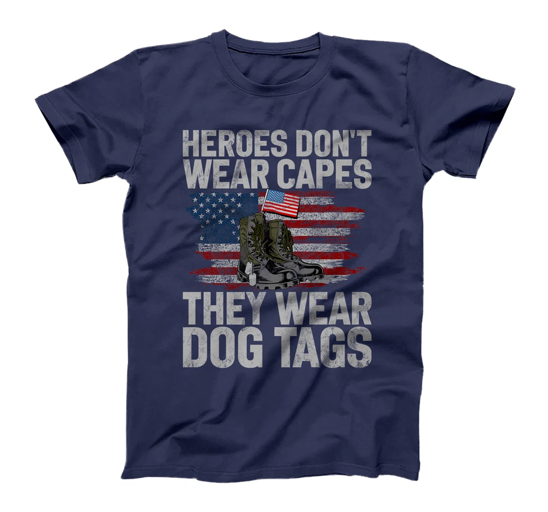 Heroes Don't Wear Capes They Wear Dog Tags Veteran Premium T-Shirt