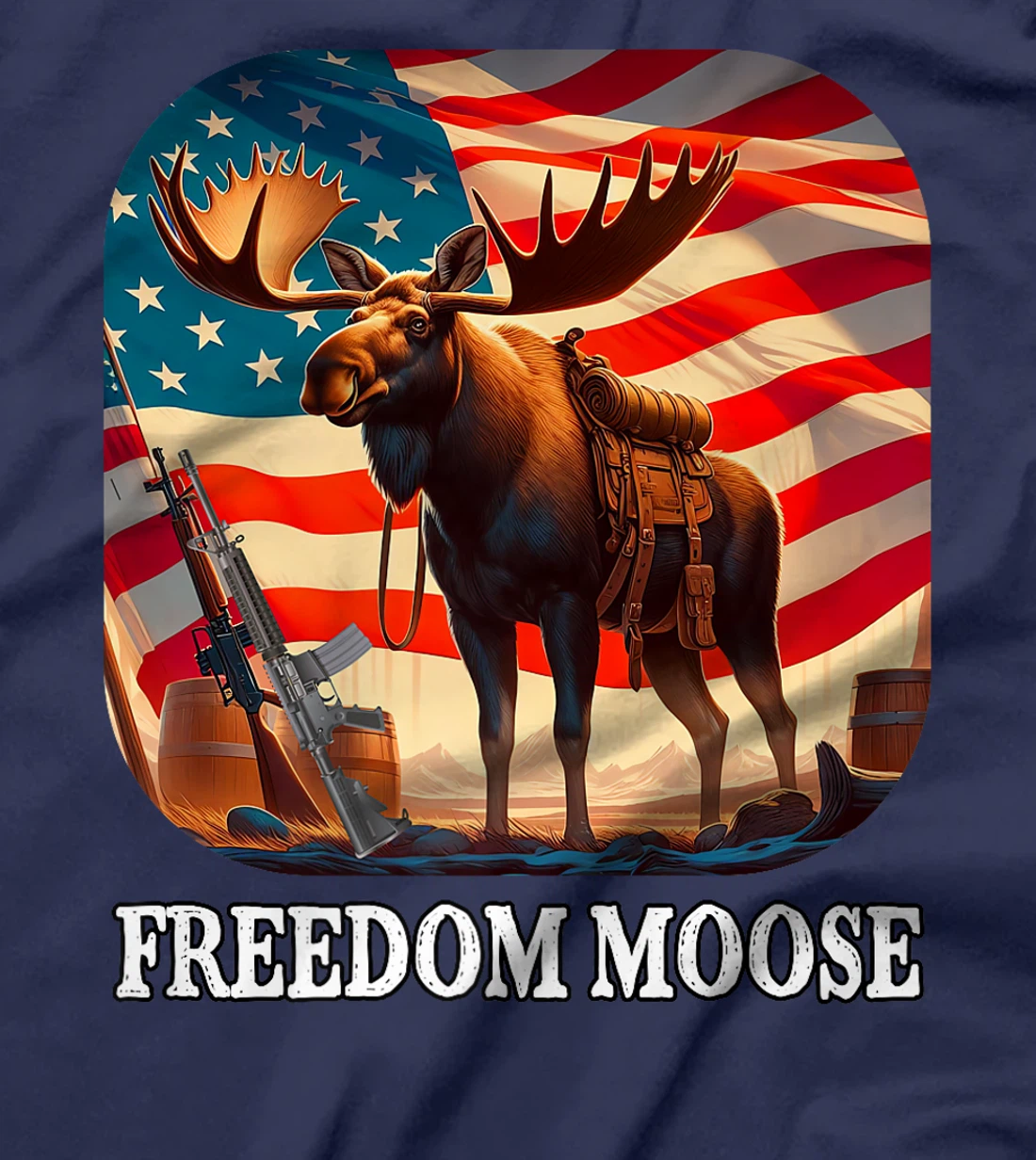 Freedom Moose Patriotic American Veteran Hunter Premium T-Shirt