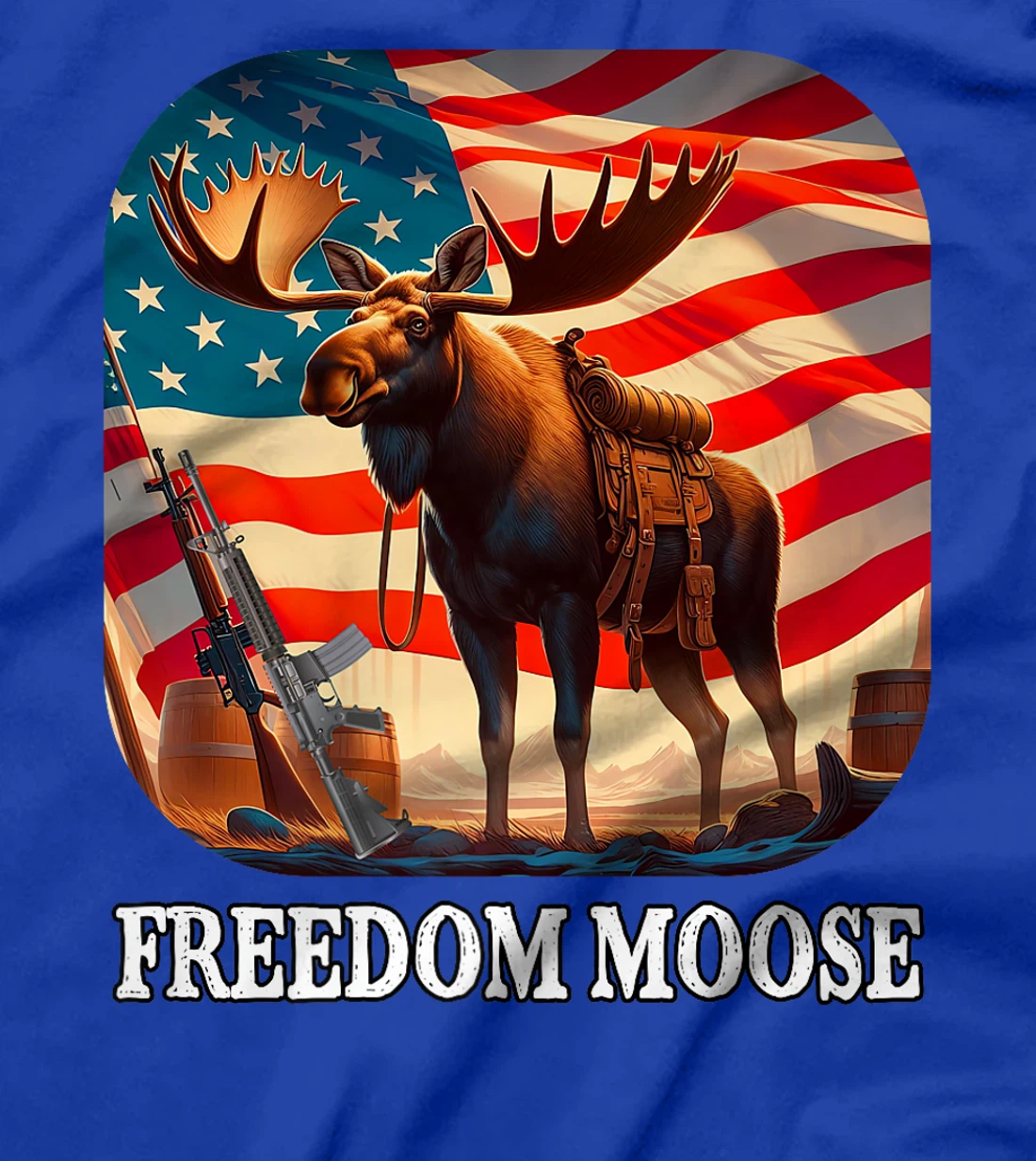 Freedom Moose Patriotic American Veteran Hunter Premium T-Shirt