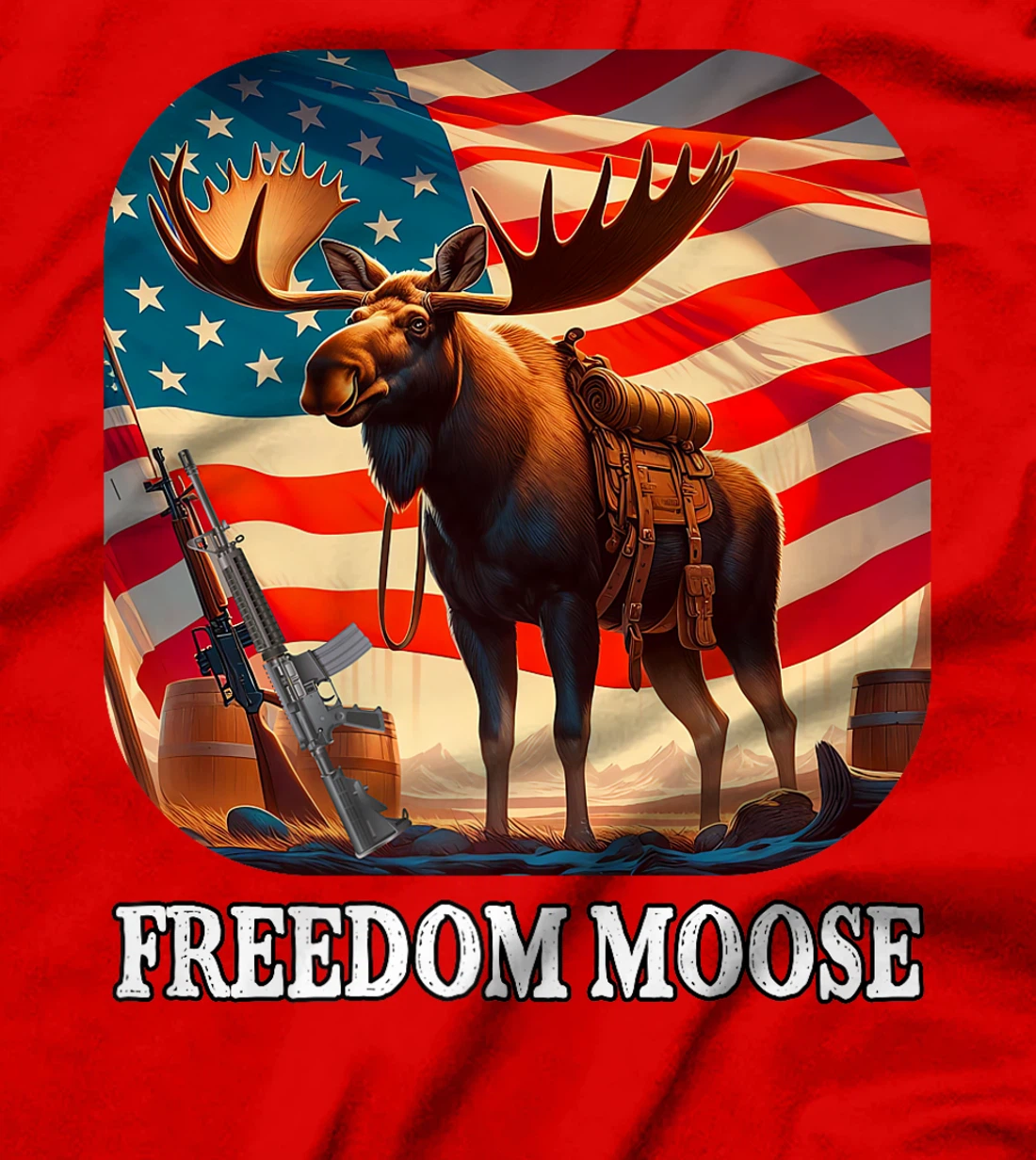 Freedom Moose Patriotic American Veteran Hunter Premium T-Shirt