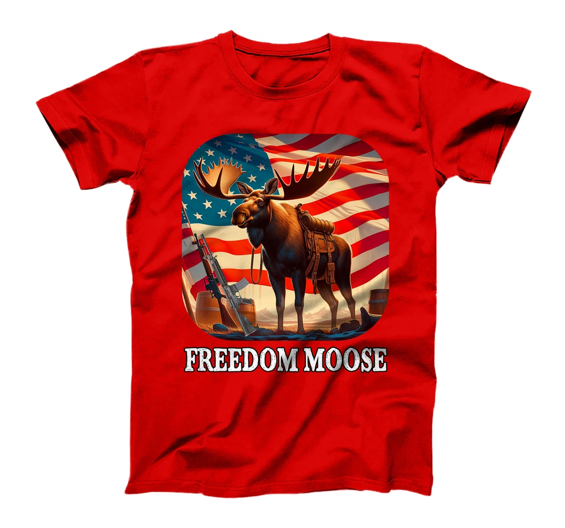 Freedom Moose Patriotic American Veteran Hunter Premium T-Shirt
