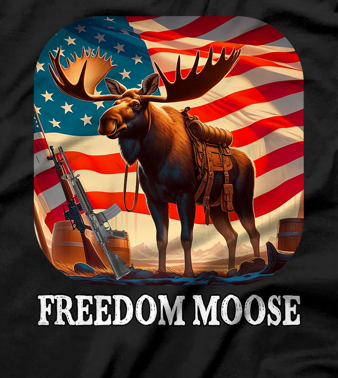 Freedom Moose Patriotic American Veteran Hunter Premium T-Shirt
