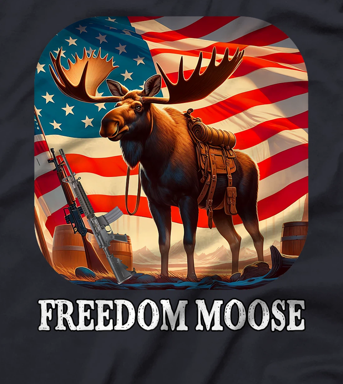 Freedom Moose Patriotic American Veteran Hunter Premium T-Shirt