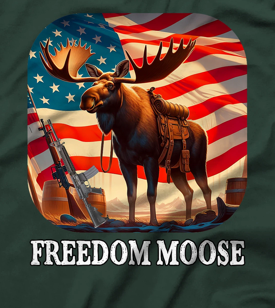Freedom Moose Patriotic American Veteran Hunter Premium T-Shirt