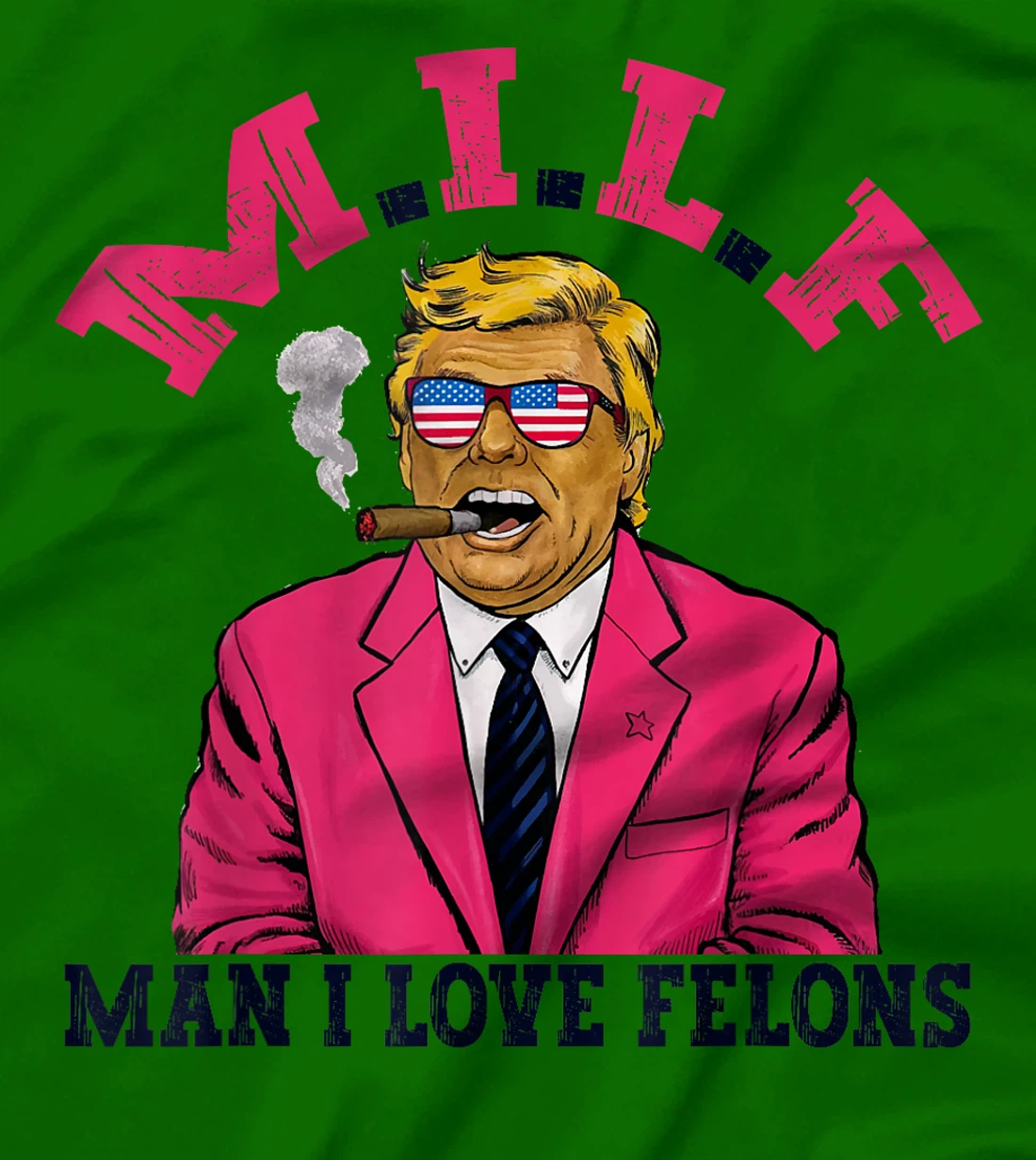M.I.L.F Man I Love Felons Funny Trump Pink 2024 Election T-Shirt