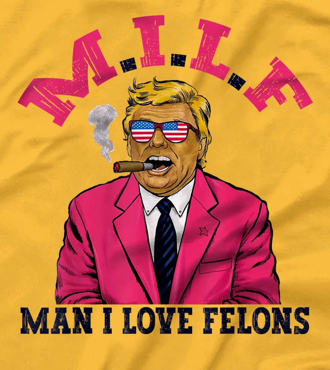 M.I.L.F Man I Love Felons Funny Trump Pink 2024 Election T-Shirt