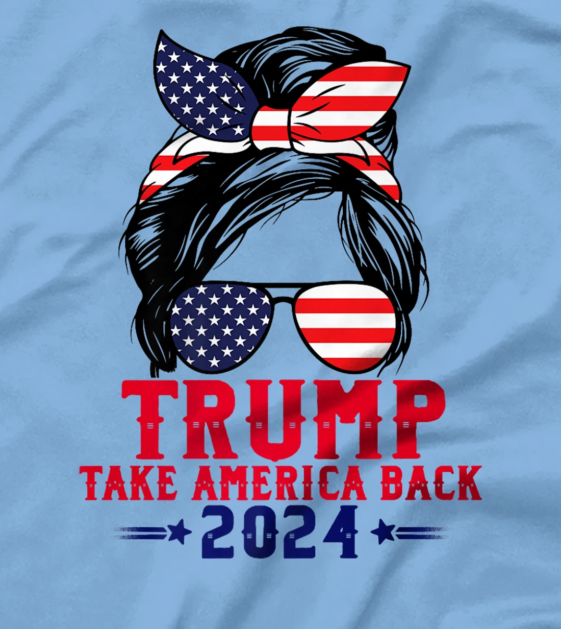 Trump 2024 Flag Take America Back Messy Bun American Flag Premium T-Shirt