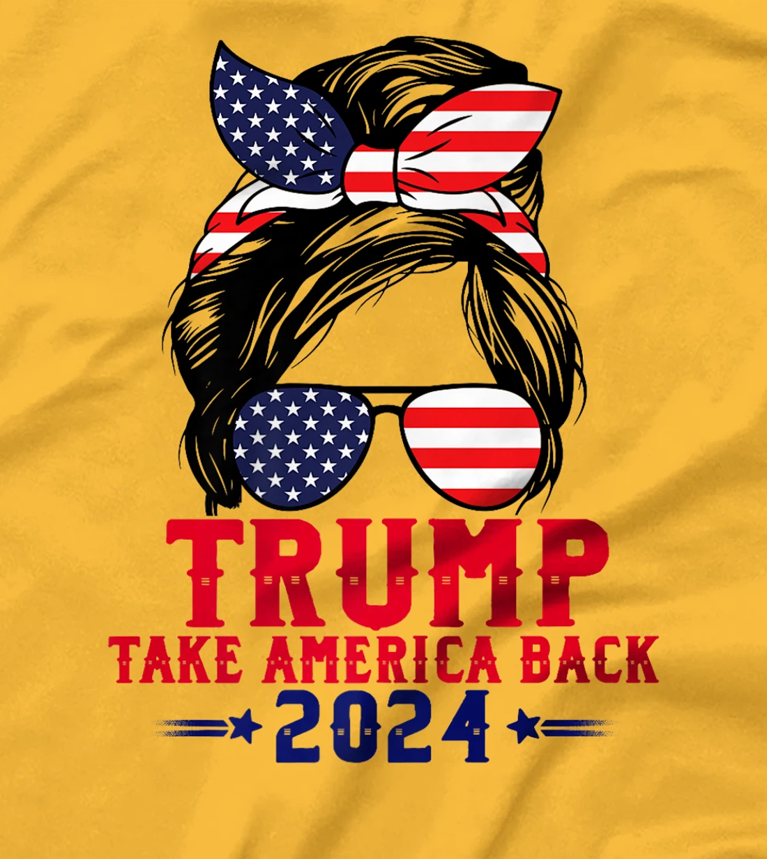 Trump 2024 Flag Take America Back Messy Bun American Flag Premium T-Shirt