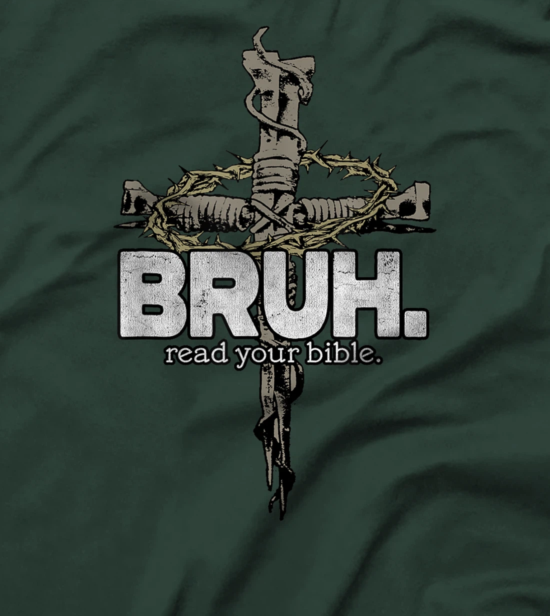 Bruh Vintage Art Read Your Bible Christian Cross God Bible T-Shirt