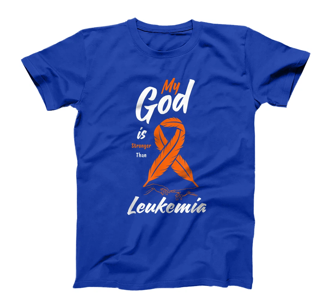 Womens My God is Stronger Than Leukemia Awareness Warrior Fighter T-Shirt