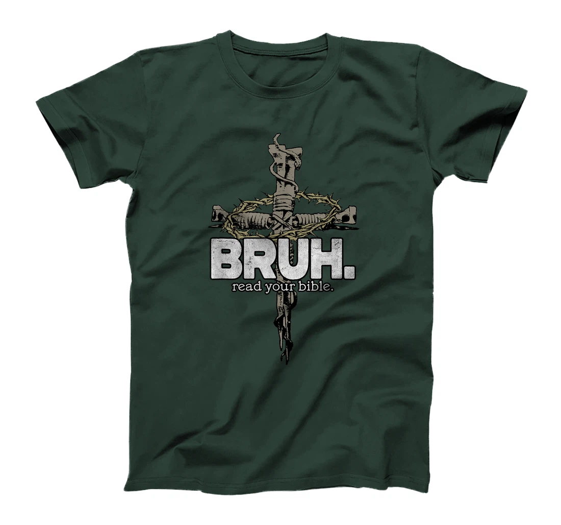 Bruh Vintage Art Read Your Bible Christian Cross God Bible T-Shirt