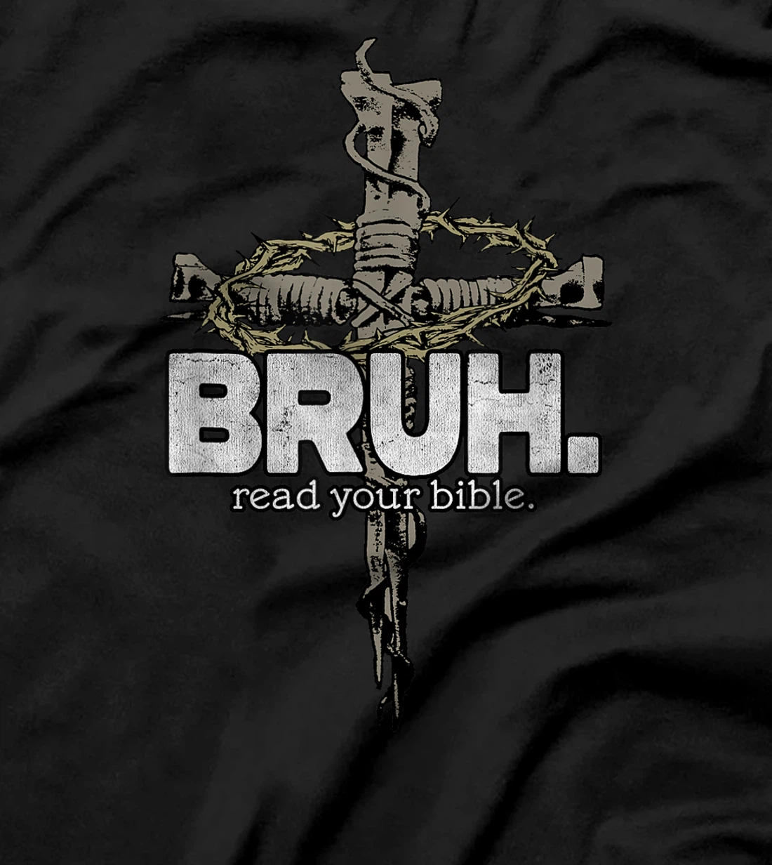 Bruh Vintage Art Read Your Bible Christian Cross God Bible T-Shirt