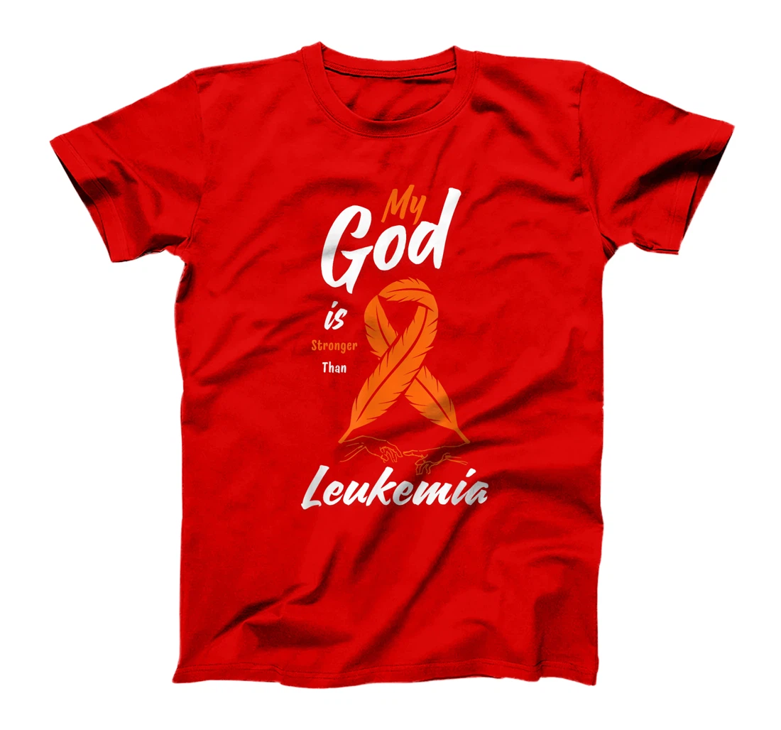 Womens My God is Stronger Than Leukemia Awareness Warrior Fighter T-Shirt