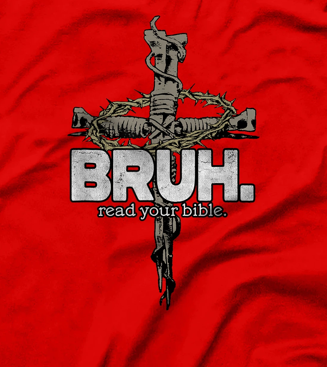 Bruh Vintage Art Read Your Bible Christian Cross God Bible T-Shirt