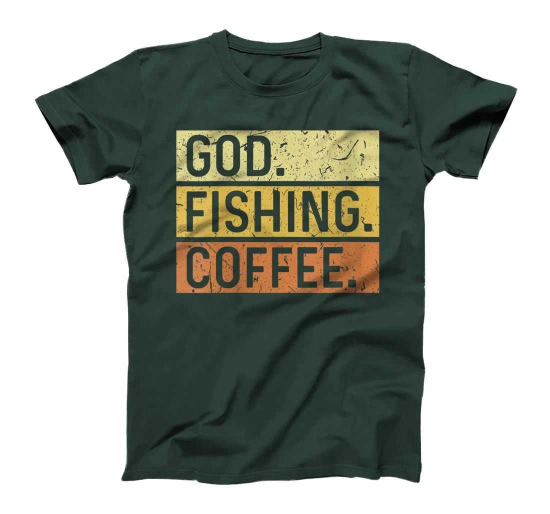 Womens God Fishing Coffee Jesus Fish Fisherman T-Shirt
