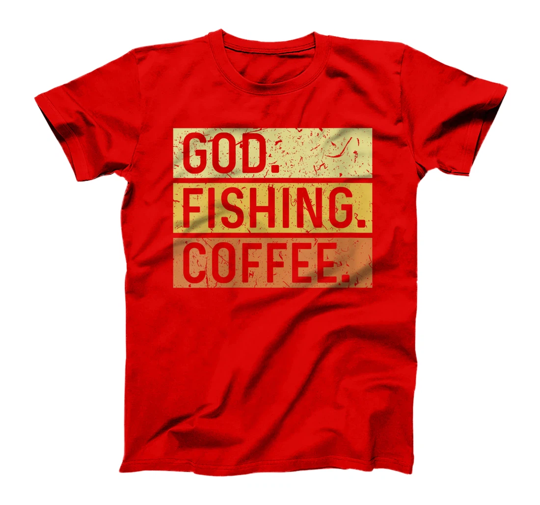 Womens God Fishing Coffee Jesus Fish Fisherman T-Shirt
