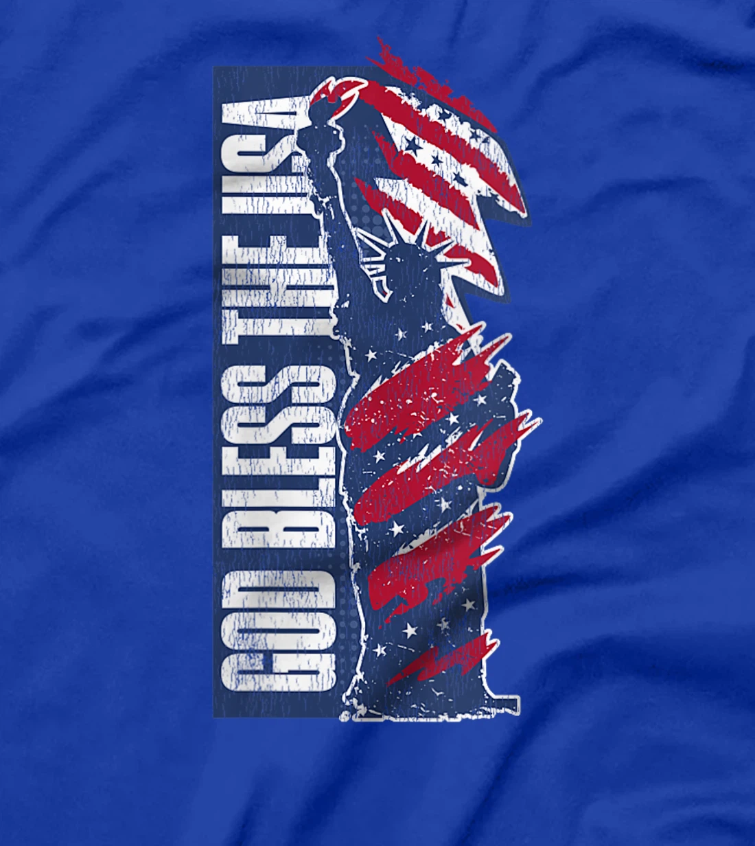 Womens God Bless the USA Patriotic Statue of Liberty Graphic T-Shirt